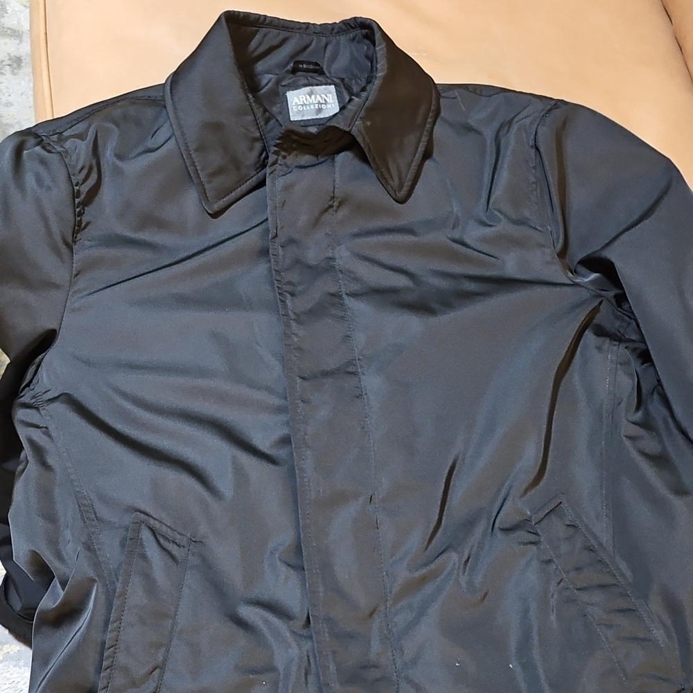 Giorgio Armani Men's 3/4 Black Lightweight Jacket with Insulation. WaterRepelent